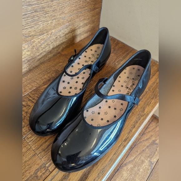Capezio Tap Dance Shoes Mary Jane style black patent leather shoes women's Sz 8 - Picture 5 of 11